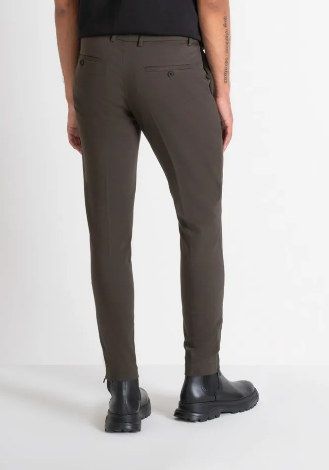 Trousers Men Antony Morato Thom Skinny Fit Stretch Cotton Blend Trousers Dark Olive Green