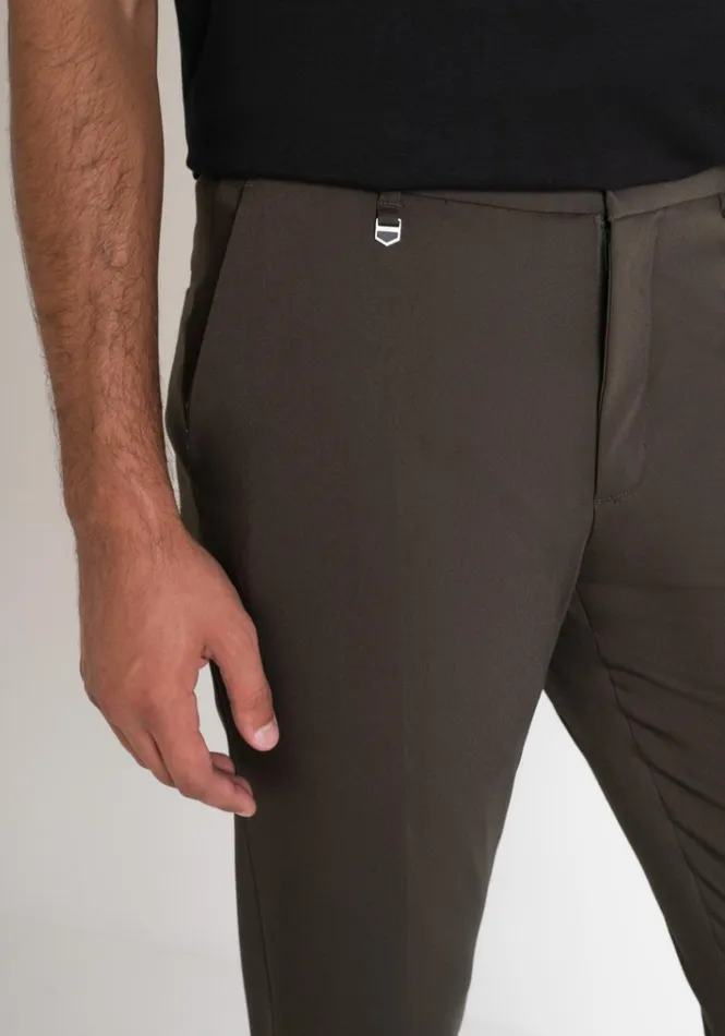 Trousers Men Antony Morato Thom Skinny Fit Stretch Cotton Blend Trousers Dark Olive Green