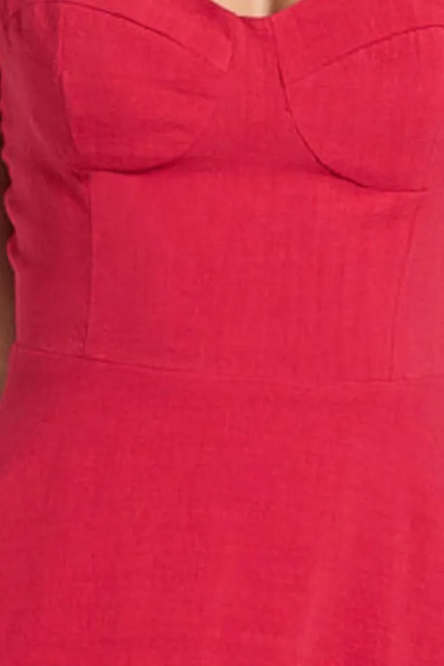 Tymia Midi Dress 8211 Shoulder Tie Bustier Shirred Back A Line In Red Women Showpo Conscious