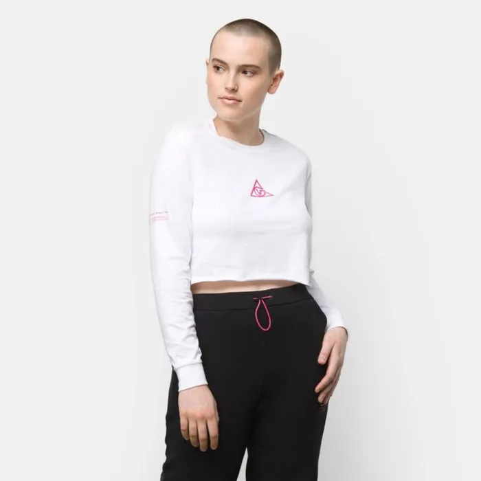 Vans 66 Supply Tri Long Sleeve Boyfriend Crop Tee White Womens TShirts and Tanks Vans 66 Supply Tri Long Sleeve Boyfriend Crop Tee White Womens TShirts and Tanks