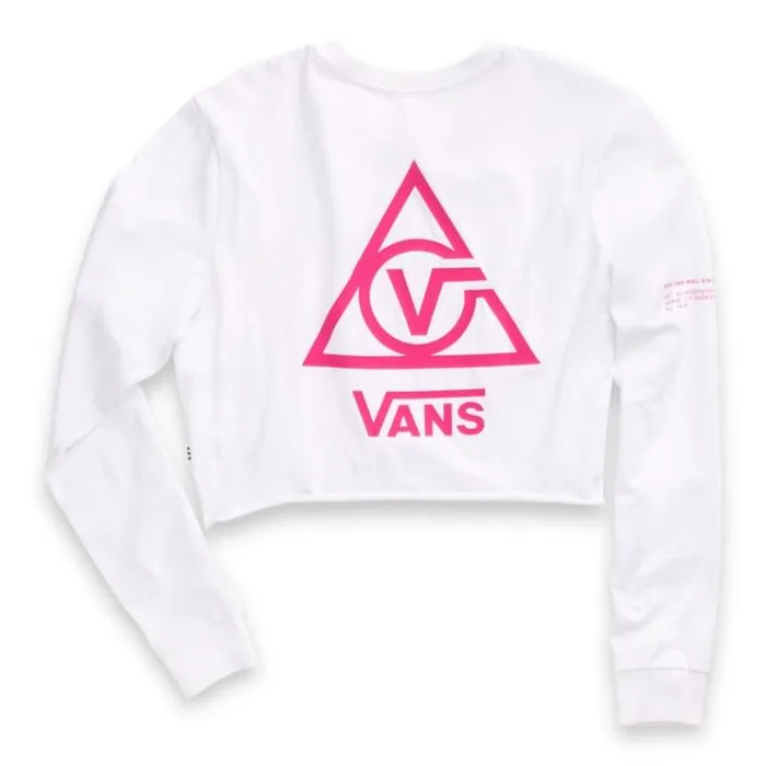 Vans 66 Supply Tri Long Sleeve Boyfriend Crop Tee White Womens TShirts and Tanks Vans 66 Supply Tri Long Sleeve Boyfriend Crop Tee White Womens TShirts and Tanks
