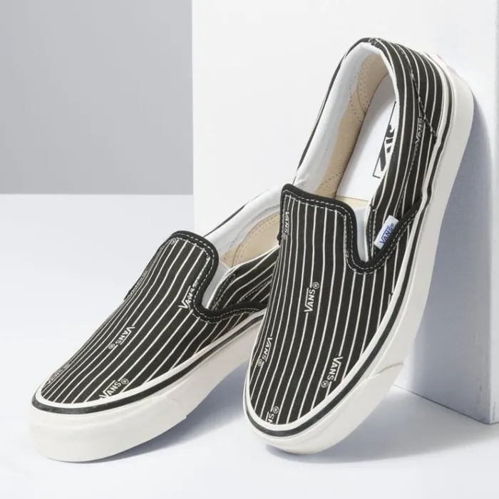 Vans Anaheim Factory Classic SlipOn 98 DX Og StripesOg Black MensWomens Classics Shoes Vans Anaheim Factory Classic SlipOn 98 DX Og StripesOg Black MensWomens Classics Shoes