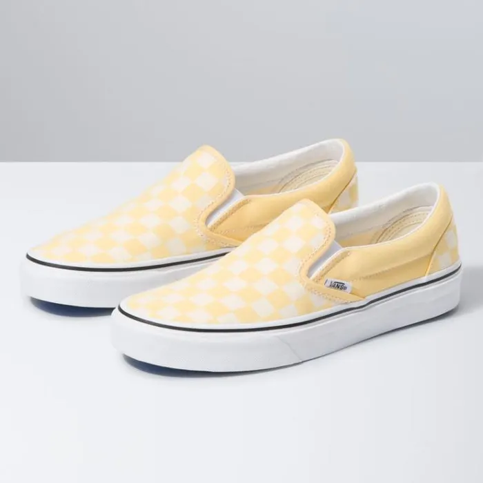 Vans Checkerboard SlipOn Golden HazeTrue White MensWomens Classics Shoes