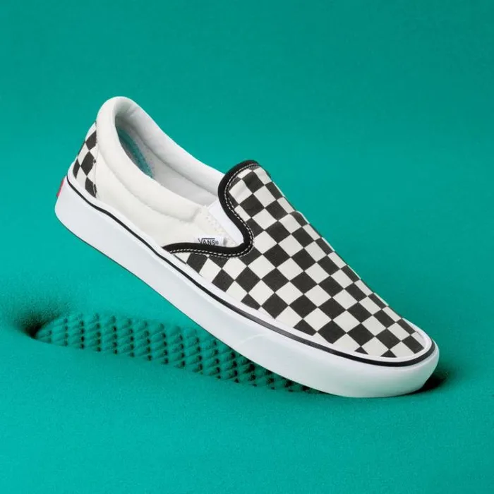 Vans ComfyCush Checkerboard SlipOn BlackOff White Mens Classics Shoes