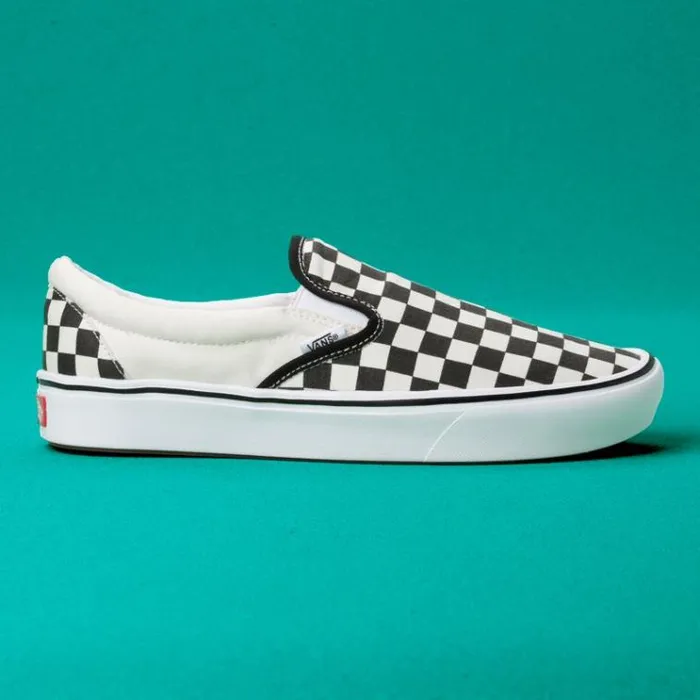 Vans ComfyCush Checkerboard SlipOn BlackOff White Mens Classics Shoes Vans ComfyCush Checkerboard SlipOn BlackOff White Mens Classics Shoes