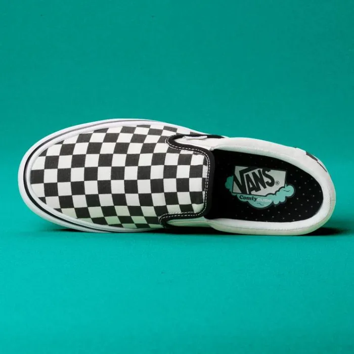 Vans ComfyCush Checkerboard SlipOn BlackOff White Mens Classics Shoes Vans ComfyCush Checkerboard SlipOn BlackOff White Mens Classics Shoes