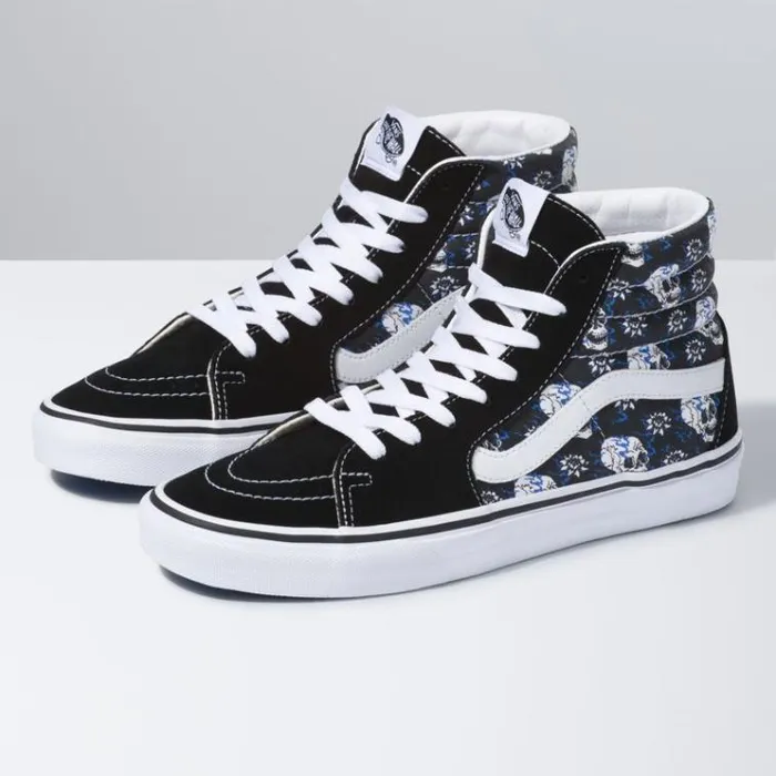 Vans Flash Skulls Sk8Hi BlackTrue White MensWomens Classics Shoes