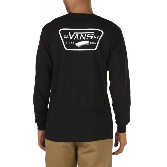 Vans Full Patch Back Long Sleeve TShirt BlackWhite Mens TShirts and Tanks