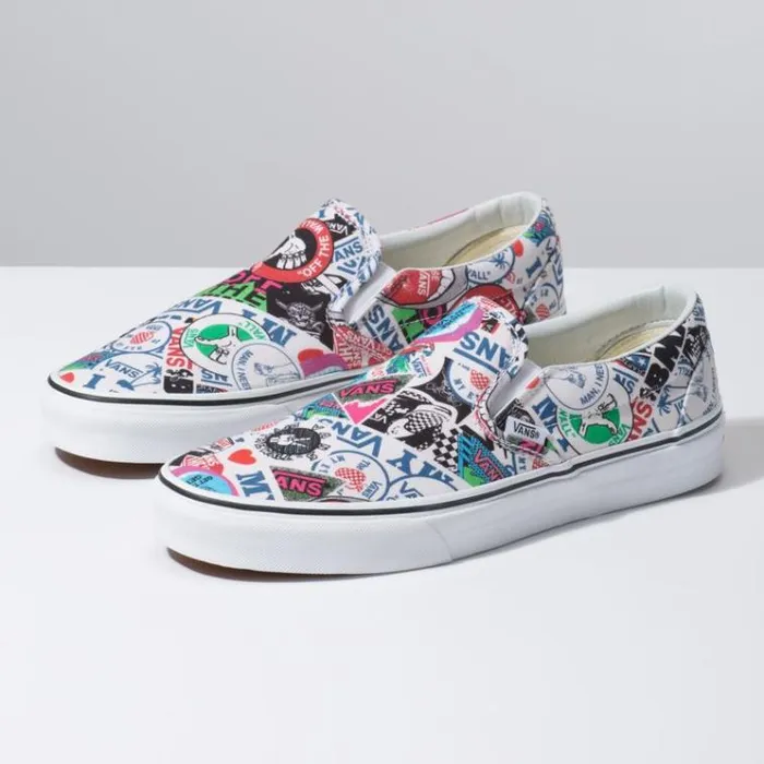 Vans Mash Up SlipOn StickersTrue White MensWomens Surf Vibes
