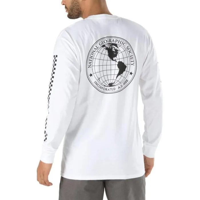 Vans National Geographic Long Sleeve TShirt White Mens TShirts and Tanks