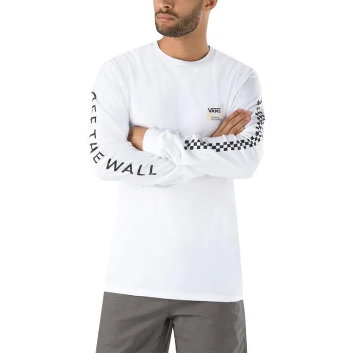 Vans National Geographic Long Sleeve TShirt White Mens TShirts and Tanks
