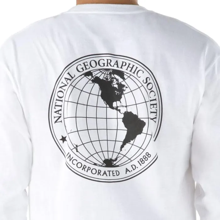Vans National Geographic Long Sleeve TShirt White Mens TShirts and Tanks