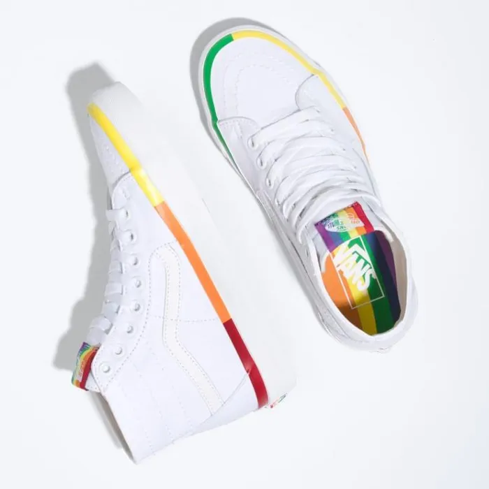 Vans Rainbow Foxing Sk8Hi Tapered True White Womens Classics Shoes