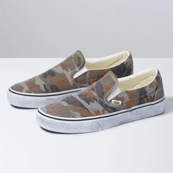 Vans Washed Classic SlipOn CamoTrue White MensWomens Classics Shoes