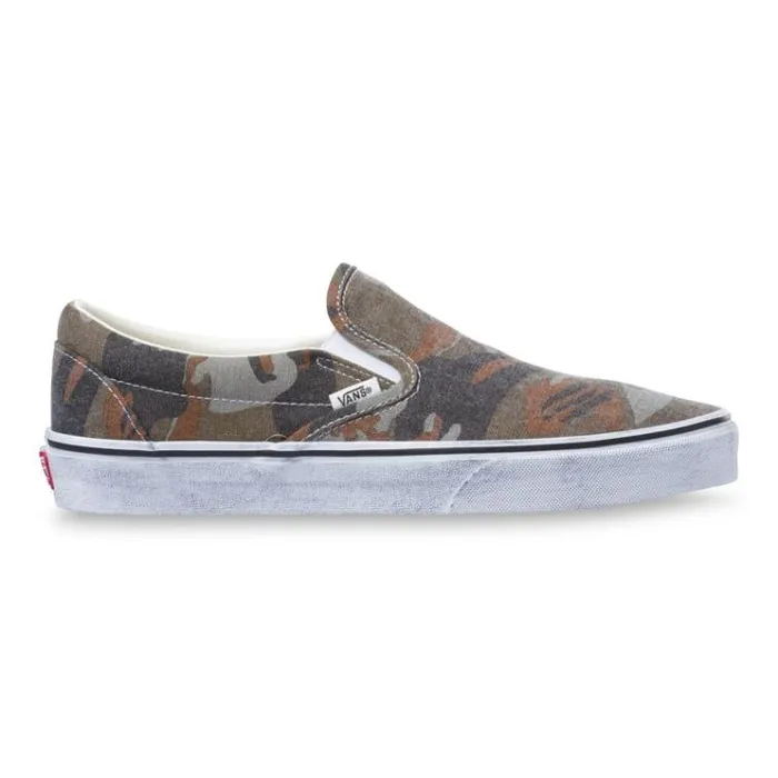 Vans Washed Classic SlipOn CamoTrue White MensWomens Classics Shoes Vans Washed Classic SlipOn CamoTrue White MensWomens Classics Shoes