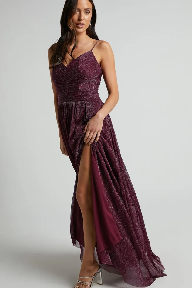 Vivienne Maxi Dress 8211 Sweetheart Ruched Bodice In Burgundy Women Showpo Dresses
