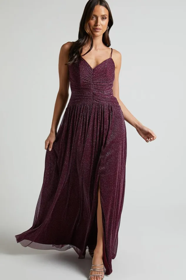 Vivienne Maxi Dress 8211 Sweetheart Ruched Bodice In Burgundy Women Showpo Dresses