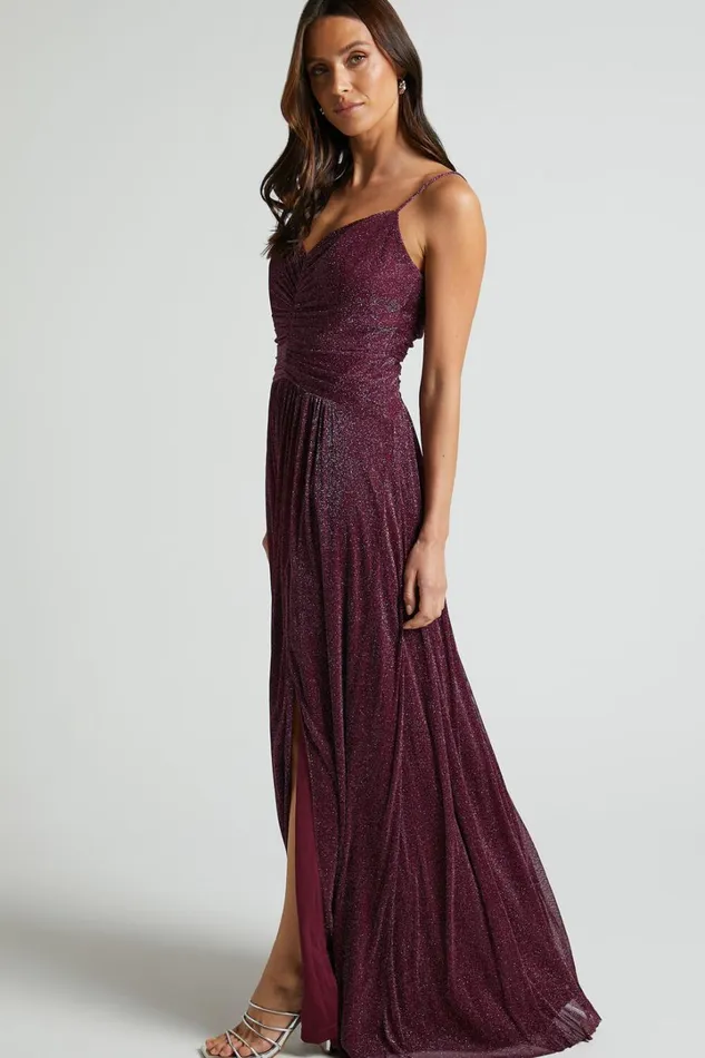 Vivienne Maxi Dress 8211 Sweetheart Ruched Bodice In Burgundy Women Showpo Dresses