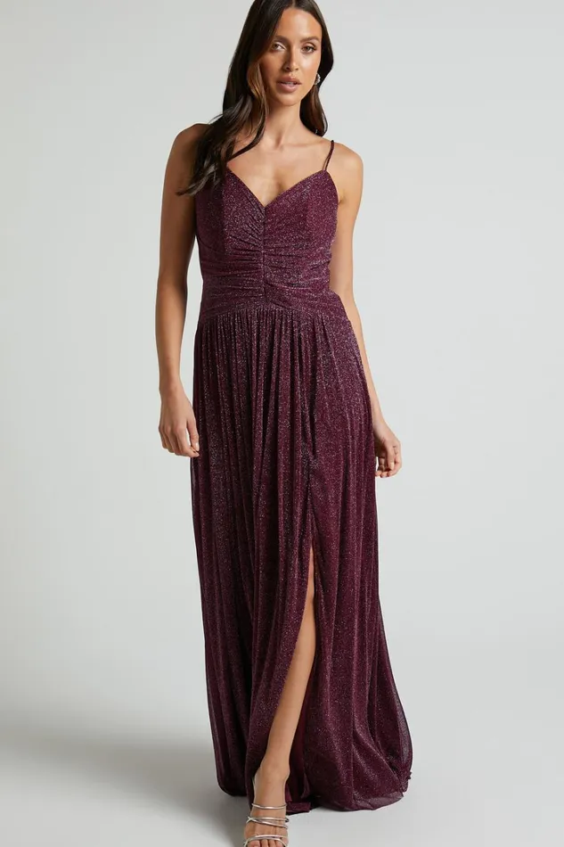Vivienne Maxi Dress 8211 Sweetheart Ruched Bodice In Burgundy Women Showpo Dresses