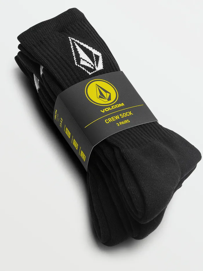 Volcom Accessories Big Boys Full Stone Socks 3 Pack 8211 Black Black 8211 Boys