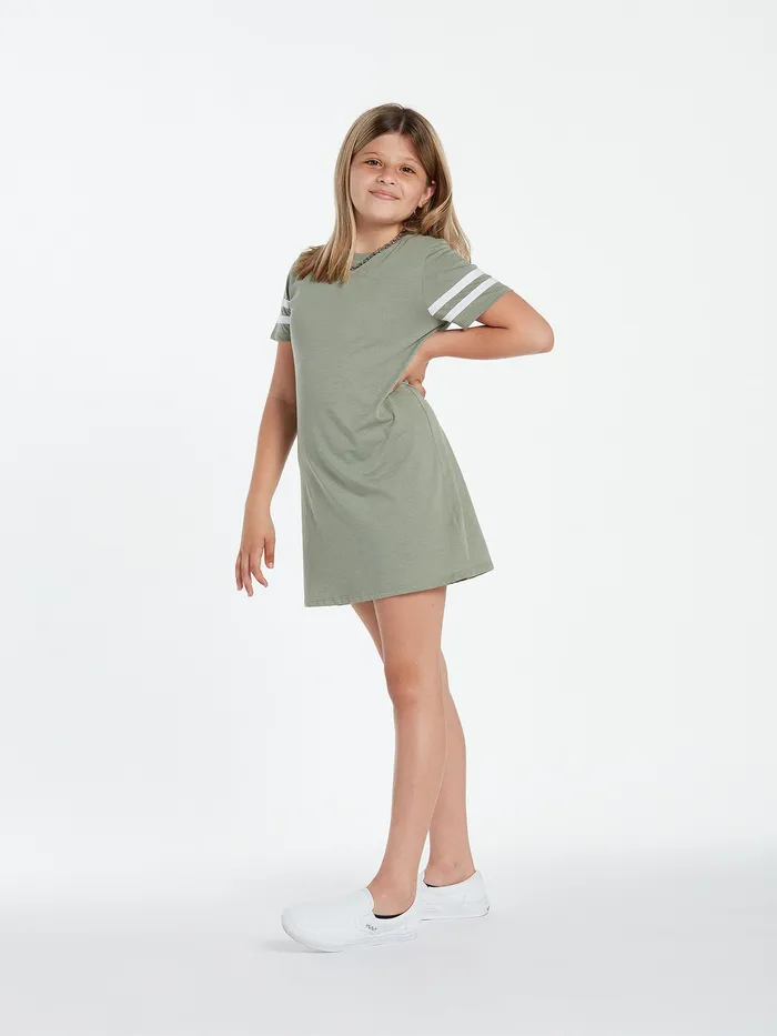 Volcom Dresses Girls Truly Stoked Dress 8211 Light Army Light Army 8211 Girls