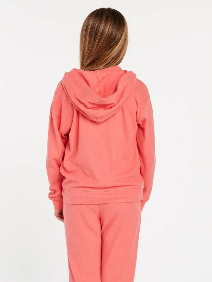 Volcom Hoodies and Sweatshirts Girls Lived In Lounge Zip Sweatshirt 8211 Electric Coral Electric Coral 8211 Girls