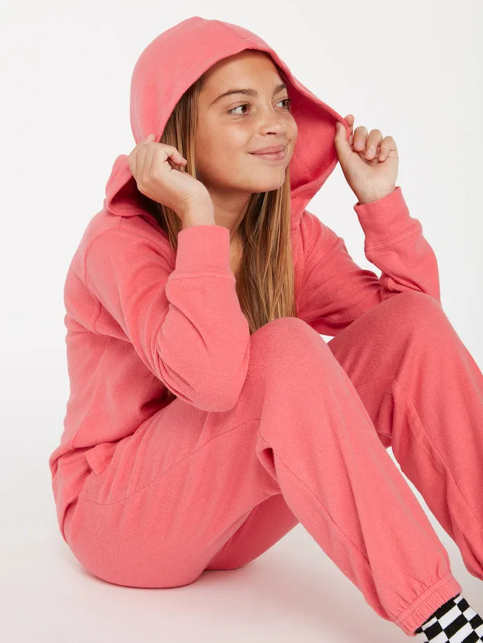 Volcom Hoodies and Sweatshirts Girls Lived In Lounge Zip Sweatshirt 8211 Electric Coral Electric Coral 8211 Girls