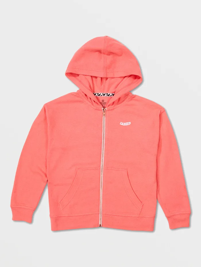 Volcom Hoodies and Sweatshirts Girls Lived In Lounge Zip Sweatshirt 8211 Electric Coral Electric Coral 8211 Girls