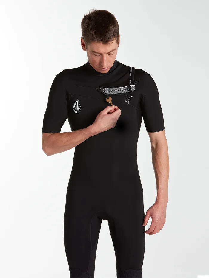 Volcom Rashguards Modulator 2mm Short Arm Chest Zip Wetsuit 8211 Black Black 8211 Mens