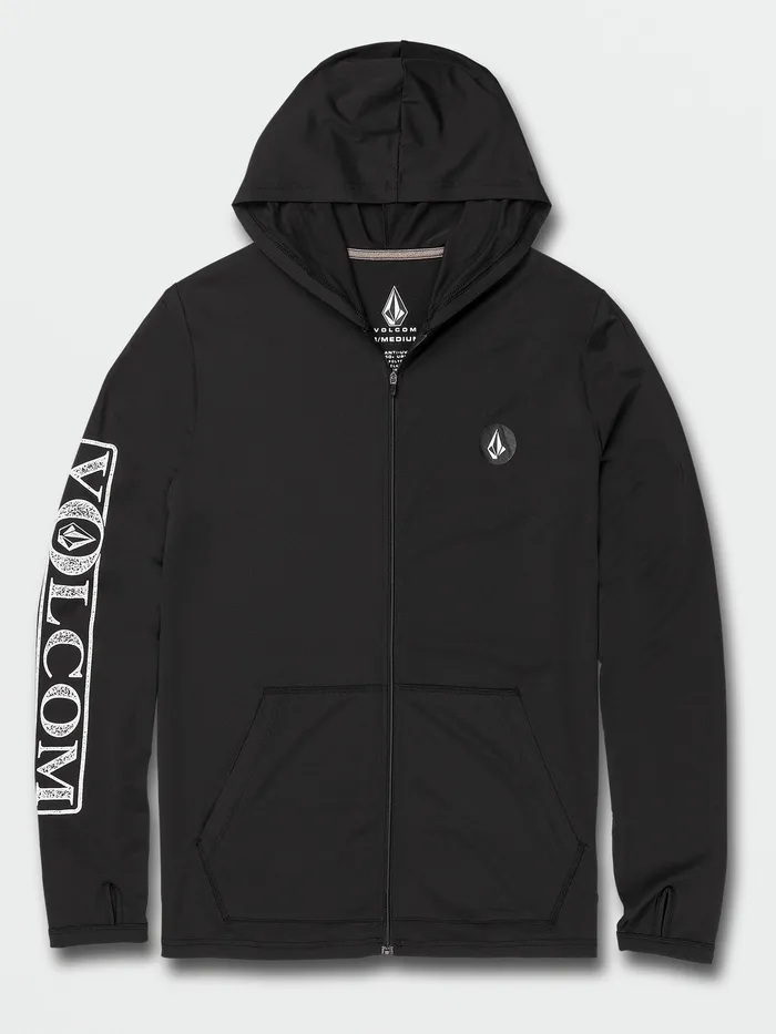 Volcom Rashguards Rally Hooded Long Sleeve UPF 50 Rashguard 8211 Black Black 8211 Mens