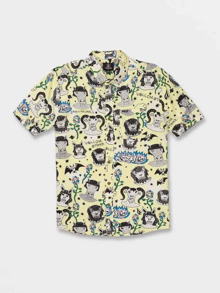 Volcom Shirts and Flannels Surf Vitals Ozzy Woven Short Sleeve Shirt 8211 Glimmer Yellow Glimmer Yellow 8211 Mens