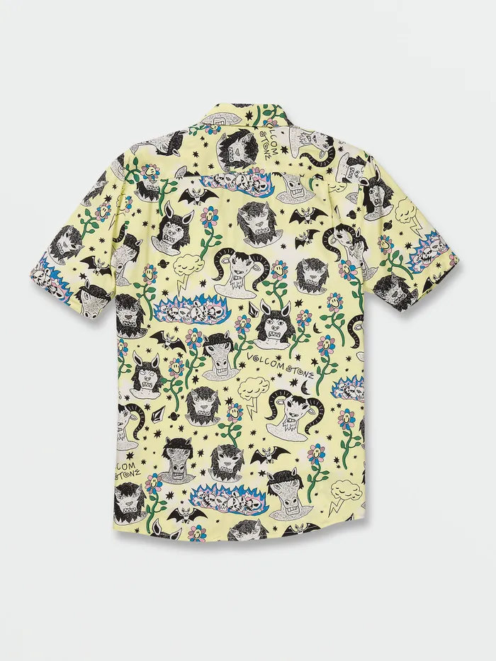 Volcom Shirts and Flannels Surf Vitals Ozzy Woven Short Sleeve Shirt 8211 Glimmer Yellow Glimmer Yellow 8211 Mens