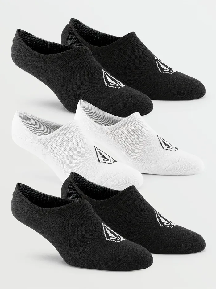 Volcom Socks No Show Stone Socks 3 Pack 8211 Black White Black White 8211 Mens