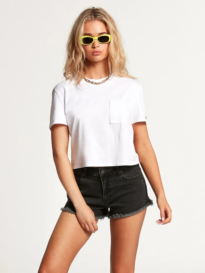 Volcom Tops Pocket Stone Short Sleeve Tee 8211 White White 8211 Womens
