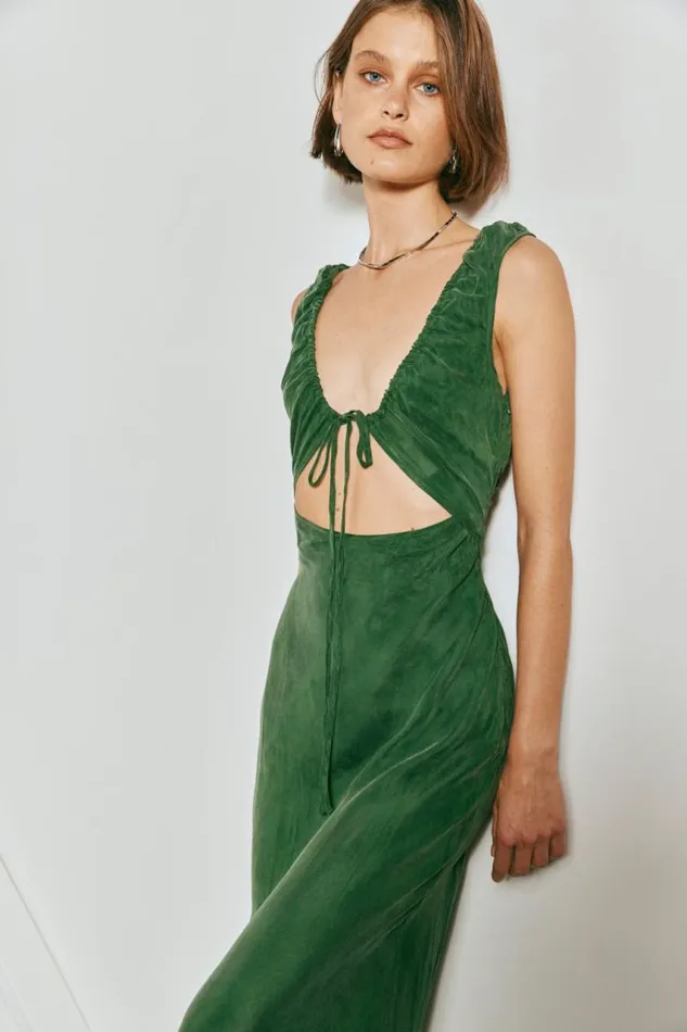 VRG GRL After Dark Bias Cut Maxi Dress Forest Women MidiMaxi Dresses