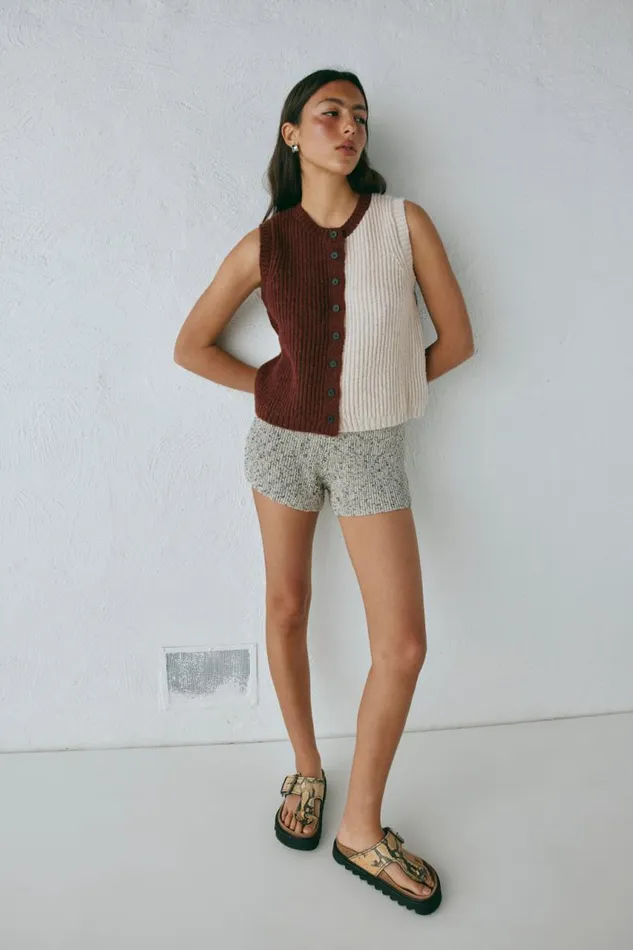 VRG GRL Bridgette Knit Vest Splice Women Vests