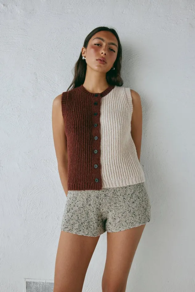 VRG GRL Bridgette Knit Vest Splice Women Vests