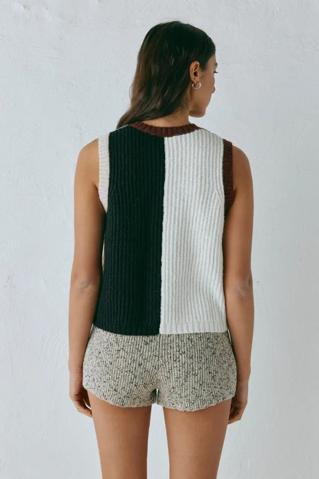 VRG GRL Bridgette Knit Vest Splice Women Vests