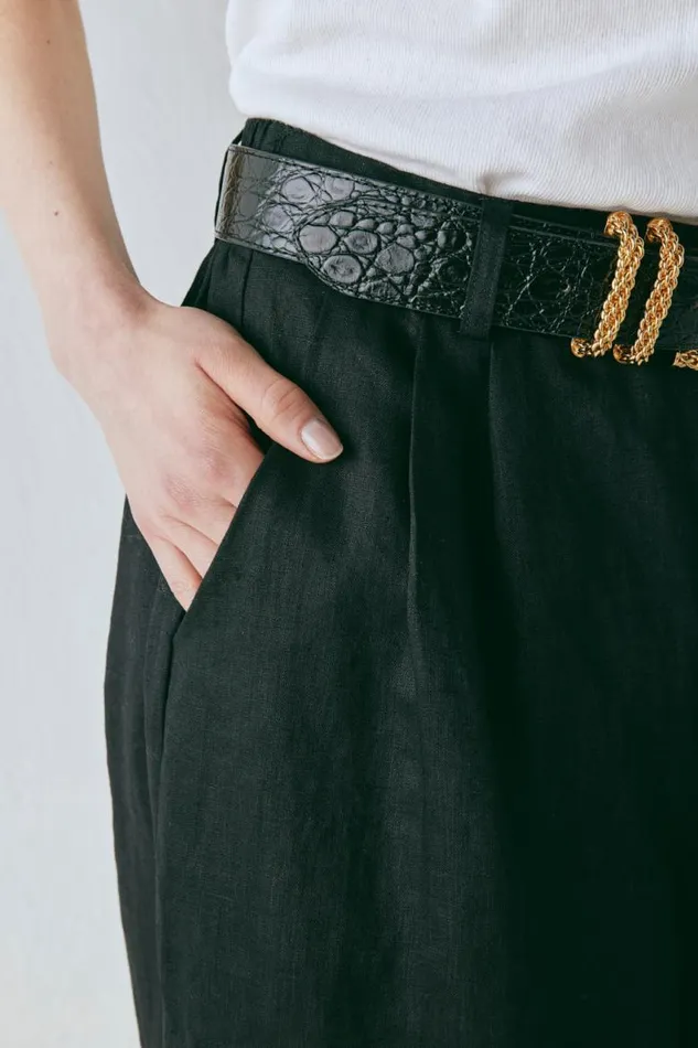 VRG GRL Energy Flows Linen Pants Black Women Pants