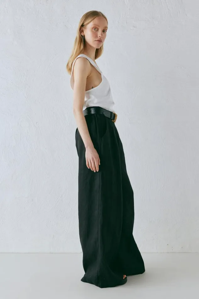 VRG GRL Energy Flows Linen Pants Black Women Pants