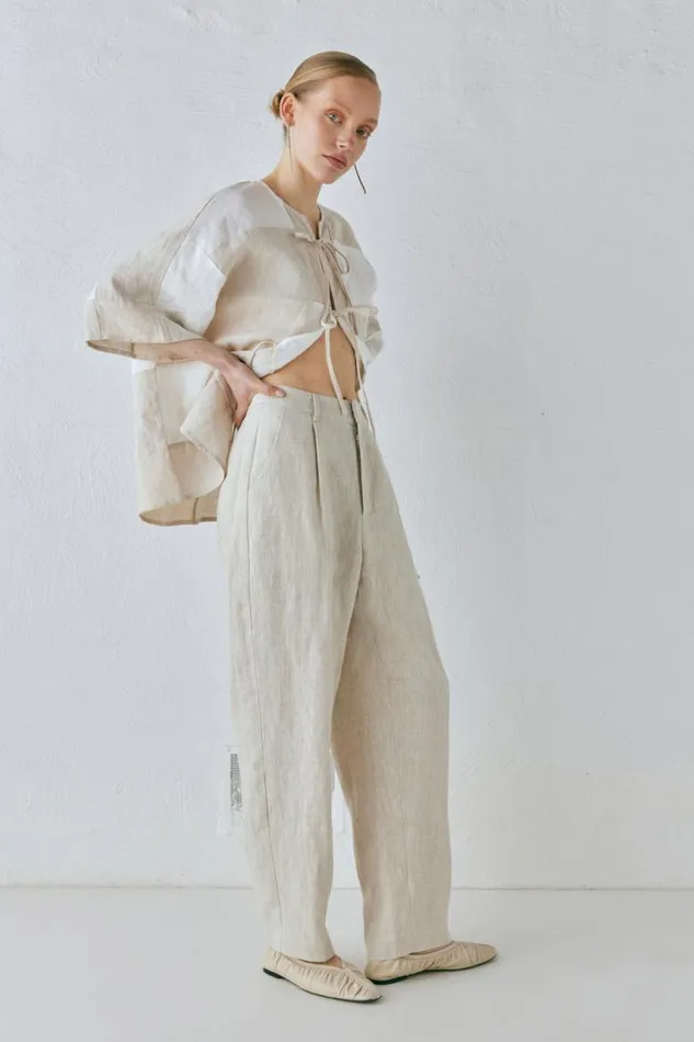 VRG GRL Goldie Linen Pants Oatmeal Women Pants