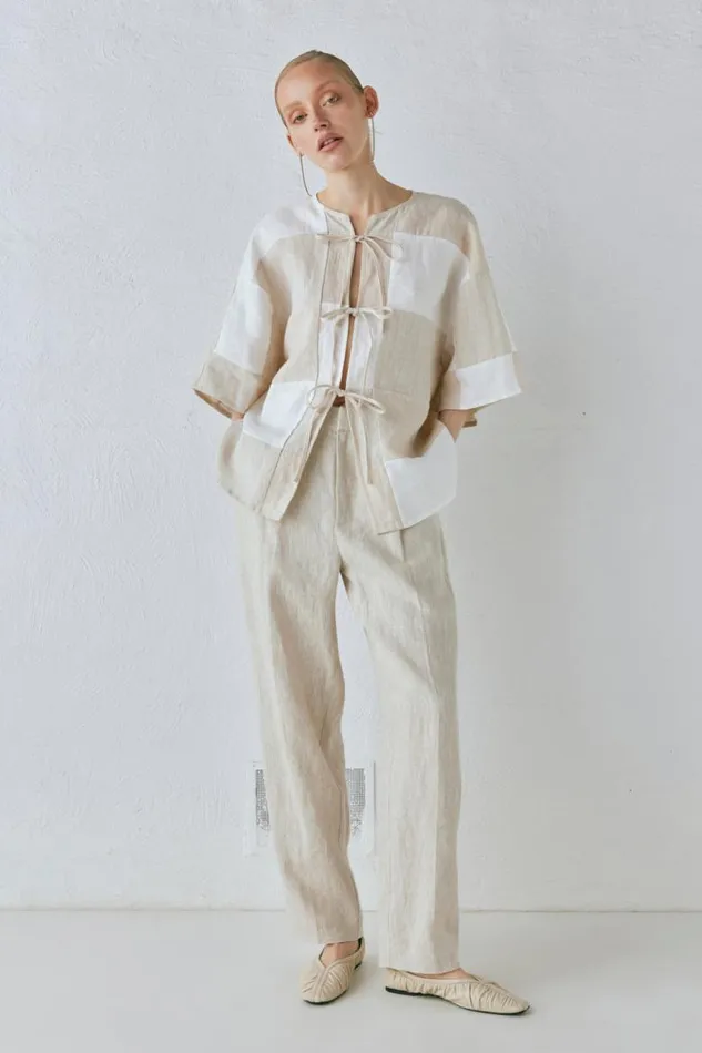 VRG GRL Goldie Linen Pants Oatmeal Women Pants
