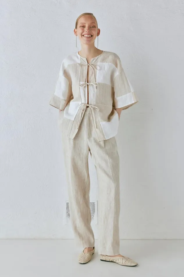VRG GRL Goldie Linen Pants Oatmeal Women Pants