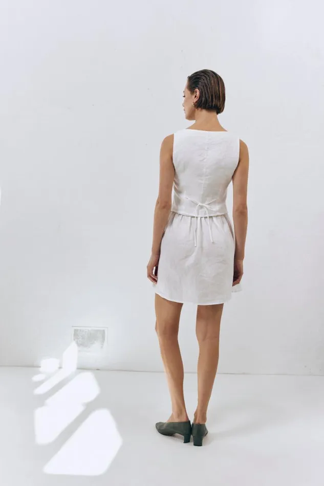 VRG GRL Ma Cherie Linen Mini Dress White Women Mini Dresses