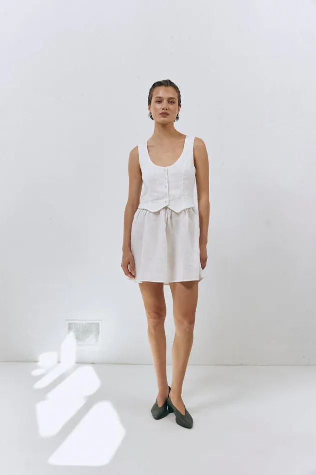 VRG GRL Ma Cherie Linen Mini Dress White Women Mini Dresses