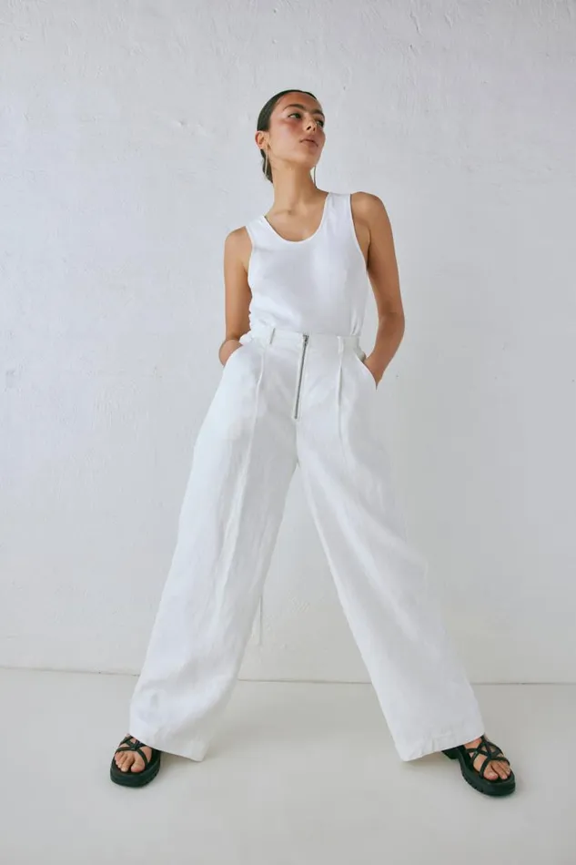 VRG GRL Nahna Linen Pants White Women Pants