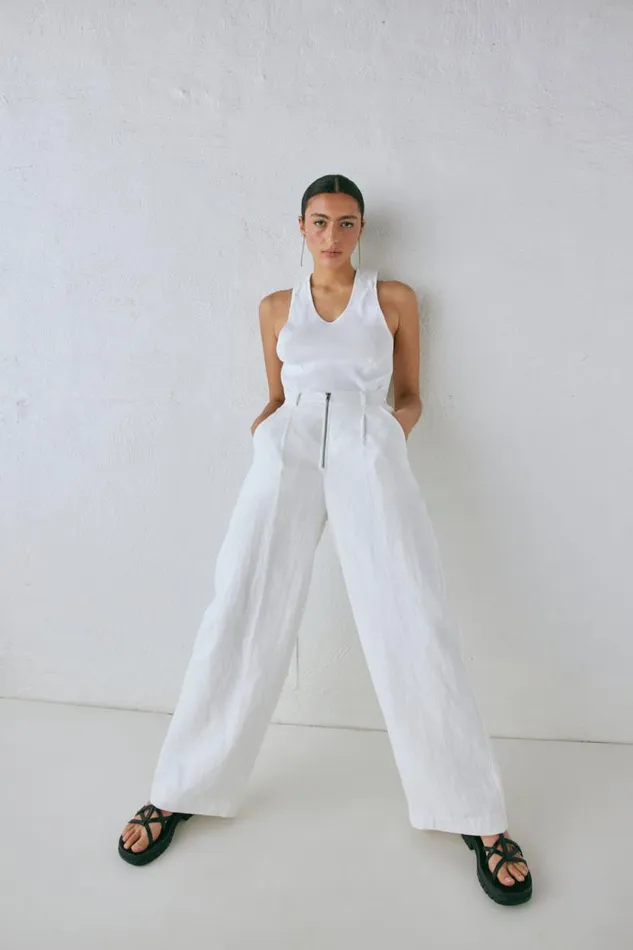 VRG GRL Nahna Linen Pants White Women Pants