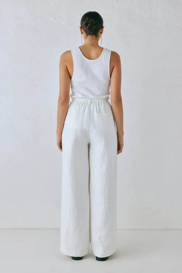 VRG GRL Nahna Linen Pants White Women Pants