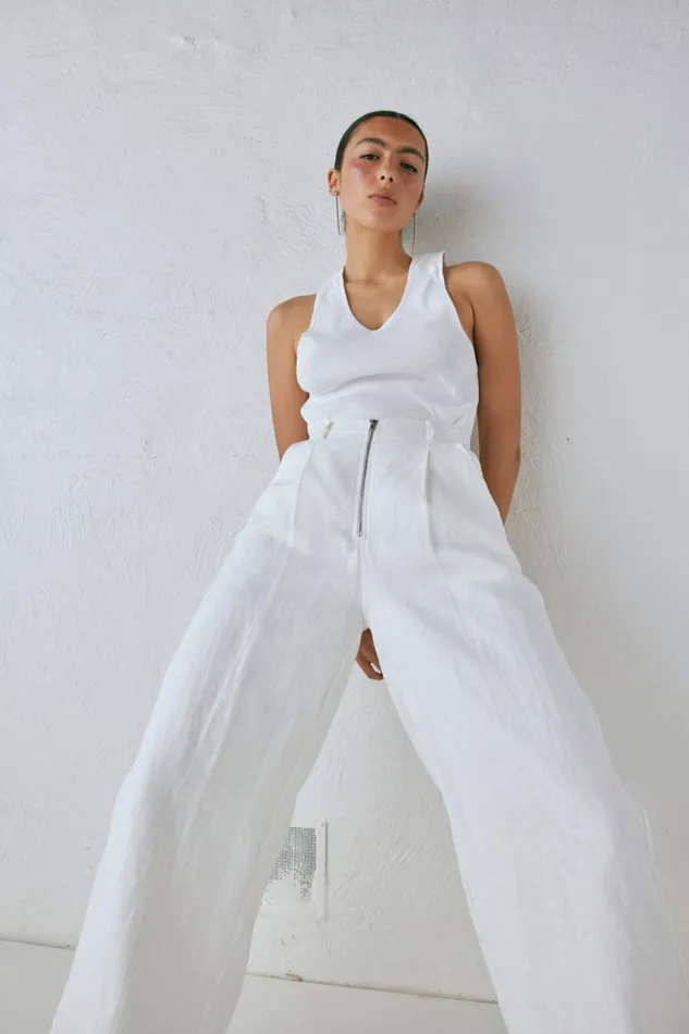 VRG GRL Nahna Linen Pants White Women Pants