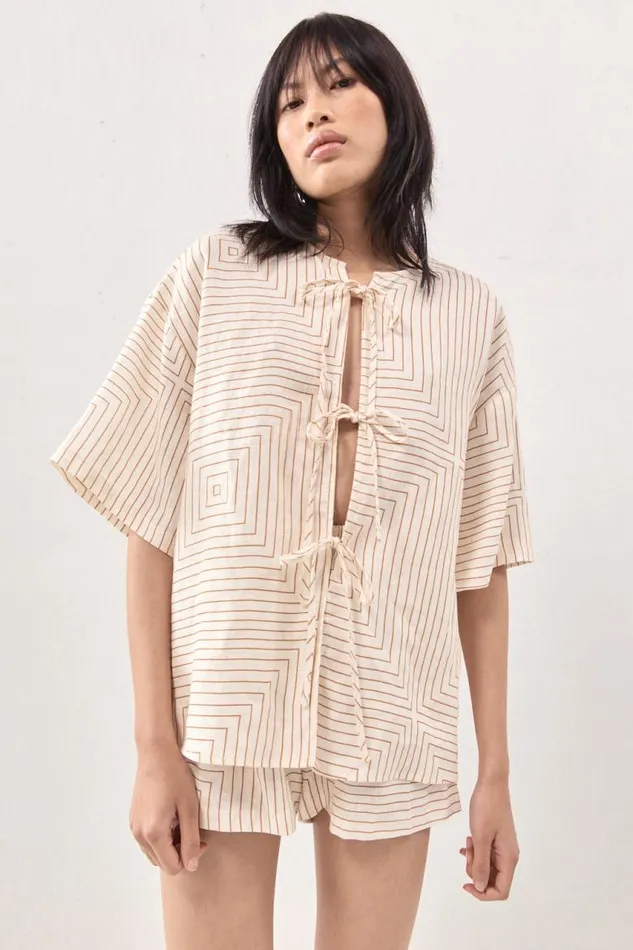 VRG GRL Naomi Linen Smock Top Juno Women Short Sleeve